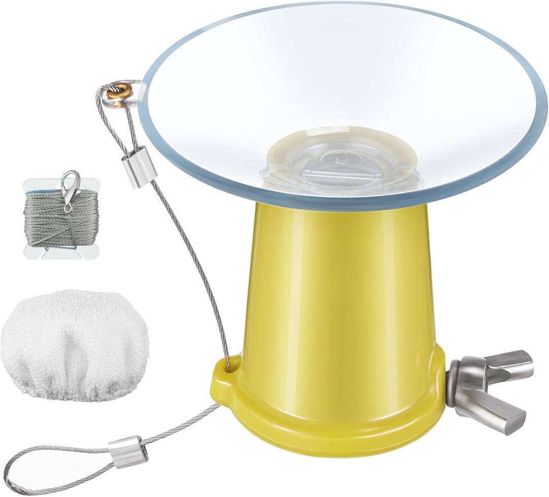 Dreyoo Light Bulb Changer for High Ceilings and Recessed Lights, Suction Cup Light Bulb Changer Compatible with DocaPole and Other Standard Threaded Extension Pole, Pole Not Included (Yellow)