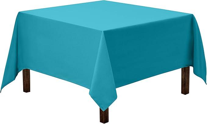 Gee Di Moda Square Tablecloth - 52 x 52 Inch Navy Blue Table Cloth for Small Square or Round Tables - Heavy Duty Washable Fabric - for Buffet Table, Holiday Party, Dinner, Wedding & Baby Shower (Caribbean)