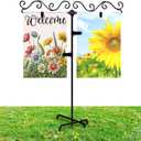 Garden Flag Stand Holder with 5 Prong Base,Metal Yard Flag Stand for Small Garden Flags 12 x 18,Suitable for Outside or Garden Patio Yard Decor,Included Accessories