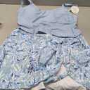 Eomenie Tankini Swimsuit for Women Tummy Control Two Piece Bathing Suit High Waisted Tank Top with Swim Skirt (X-Large, Light Blue Print)