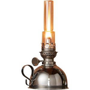 Kings County Tools Oil Lamp - 9 Tall Lantern with Antique-Style Nickel Body and Glass Chimney - Decorative Kerosene Lantern with Adjustable Wick - Oil Lamps for Indoor or Outdoor Use