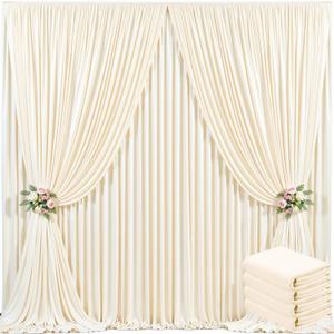 4 Panels Champagne Backdrop Curtain for Baby Shower Wrinkle Free 20ft x 10ft Backdrop Drapes Panels for Parties Wedding Bridal Shower Birthday Photo Photography Fabric Background Decoration