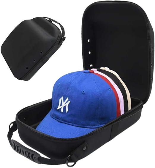 Hard Travel Hat Cases for Baseball Cap–Hat Carrier Storage, Protect up to 15 Hats, Hat Box Organizer Holder with Carrying Handle, Adjustable Shoulder Strap, Gift for Men Women (Black)