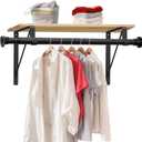 Closet Rod, 17 to 87 Inch Closet Rods 1.3 Inches Heavy Duty Closet Rod Adjustable Closet Rod Closet Rods for Hanging Clothes and Heavy Duty Clost Rod Bracket Closet Rod Support (Black)