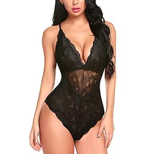 Avidlove Teddy Lingerie for Women Snap Crotch Lace Bodysuit Teddy One Piece Lingerie Black XS at Amazon Womens Clothing store