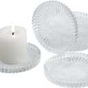Candleholder Glass Candle Holder Plates Set of 6, Round Glass Candle Tray Plates for Dining Wedding Christmas Party Evening Light, Clear
