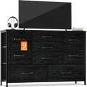 Furnulem Dresser for Bedroom with 9 Large Drawers for 55'' Long Chest TV Stand Entertainment Center, Wood Shelf Storage for Living Room, Dorm, Closet, Entryway, Sturdy Metal Frame(Black Oak)