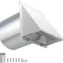 12 Inch Hooded Wall Vent with Screen and Damper,Outdoor Wall Exhaust Cover Cap Dryer Vent Cover for Duct HVAC Dryer AC Range Hood Exterior Cooling Ventilation and Outside Air Exhaust,Galvanized Steel