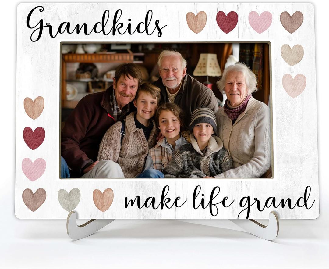 Grandkids Picture Frame Gifts, New Grandparents Gifts, Grandchildren Photo Frames, Grandparents Baby Announcement Gifts, Wood Decor for Desk Display -O09