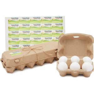 Okuna Outpost 20 Reusable Paper Egg Cartons, 12 and 6 Count Sizes with 125 Labels, Jute String (146 Pieces)