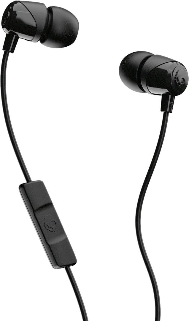Skullcandy Jib Wired Earbuds with 3.5mm Plug, Noise Isolating Fit, Built-In Microphone Call and Track Control, Convenient for Travel - Black (1 Pack)