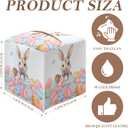 Colorful Rabbit Eggs Tissue Box Cover, Easter Square Leather Tissue Holder with Bottom Belt, Decorative Facial Paper Organizer for Home Office Car Bathroom Vanity Countertop, Easter Decorations /11