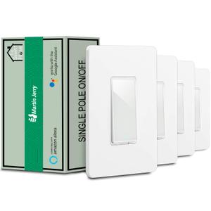 Smart Switch by MartinJerry | Works with Alexa, Smart Home Devices Works with Google Home, No Hub Required, Easy Installation, Single Pole (4 Pack)