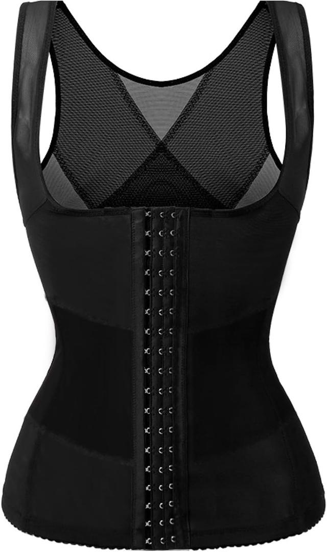 SHAPSHE Waist Trainer for Women Workout Corset Waist Cincher Shapewear Tummy Control Vest Body Shaper Invisible Girdle (Medium, Black)