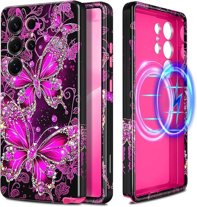 Casetego for Galaxy S25 Ultra Case,Compatible with MagSafe,[Military Grade Drop Test] Full Body Protection Slim Shockproof Rugged Marble Women Case for Samsung Galaxy S25 Ultra 6.9 inch,All Purple,Demage