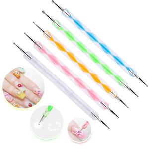 5 pc 2 Way Dotting Pen Tool Nail Art Tip Dot Paint Manicure kit (5PC) (5 Count (Pack of 1))