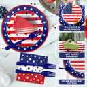 102Pcs 4th of July 250th Anniversary Patriotic Party Supplies Set, American Flag Themed Disposable Decorations with Paper Plates Napkins Forks for Independence Memorial Day Veterans Day Serves 25