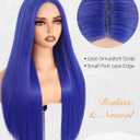 FAVE Blue Wig for Women,Synthetic Dark Blue Wig 26 Inches Middle Part Blue Wigs Natural Straight Long Blue Wigs for Daily Party and Cosplay Colorful Wig for Women