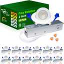 zouzai 2 Inch Adjustable Mini LED Gimbal Light, 5CCT Selectable, 360 Rotation & 90 Tilt for Precise Lighting, Accent or Ambient Illumination in Kitchen, Living Room, Cabinet (White, 12 Pack)