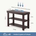 DUMOS Wooden Shoe Rack Bench with Storage, 3-Tier Bamboo Entryway Benches, Shoe Rack Holds Up to 286 lb Storage Organizer, 11.3 x 27.6 x 17.8 Inches, Suitable for Bedroom Living Room Balcony, Brown
