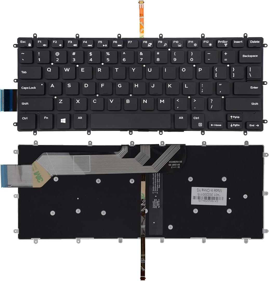 TLBTEK Backlight Keyboard Replacement Compatible with Dell Inspiron 13-5368 P69G 13-5378 13-5370 13-7368 13-7370 13-7373 13-7375 13-7378 13-7380 14-3480 14-3481 Series Laptop