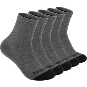 Mens 100% Cotton Cushioned Ankel Socks, Athletic Performance Running Moisture Wicking Breathable Quarter Socks (5 Pairs Grey)