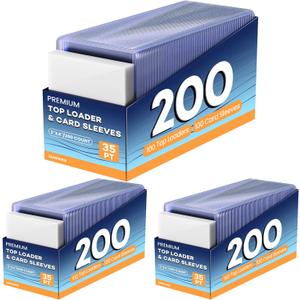 600 Card Sleeves Top Loaders for Cards, 3" x 4" Hard Plastic Toploaders, Baseball Card Protectors, Trading Card Holder for Football Sports Cards (300 Toploaders + 300 Penny Sleeves)