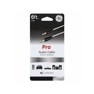 GE Pro 3.5mm Auxiliary Audio Cable - Gray, 6 ft 