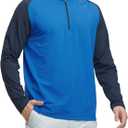 M MAELREG Quarter Zip Pullover Men Moisture Wicking Micro Fleece Performance Raglan Collarless Golf Sweatshirts for Men (Blue, M)