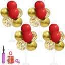 Red and Gold Balloon Stand Centerpiece Table Decorations for 49ers Party Birthday Graduation Wedding Mother's Day Anniversary Christmas New Year's Eve Party Decorations(Red gold set4)