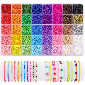 Funtopia 39 Colors 3mm Seed Beads, 9600pcs Small Beads for Jewelry Making, Tiny Craft Beads for Bracelet Making