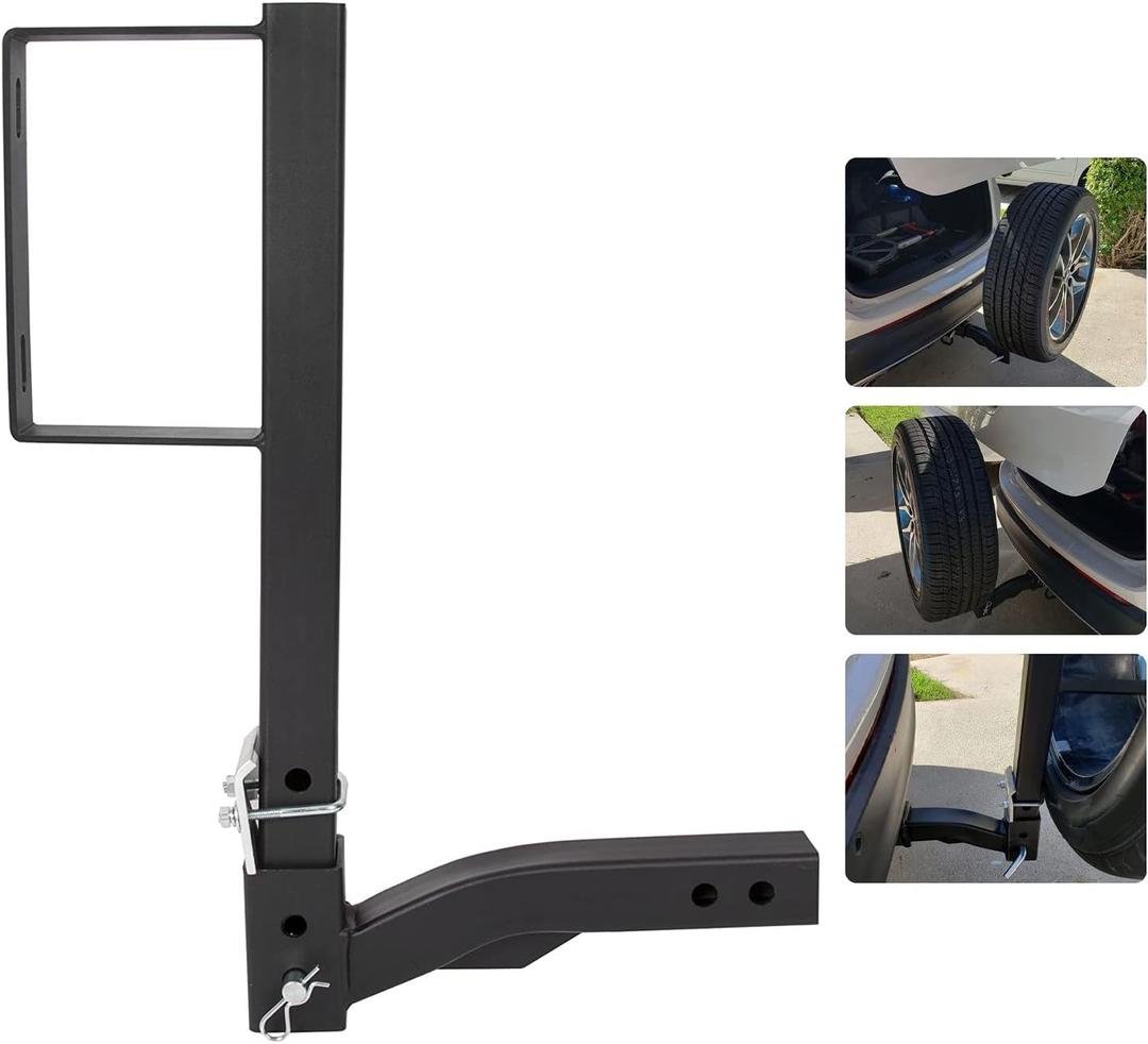 ECOTRIC Spare Tire Mount Carrier 24-Inch Universal Fit for SUV ATV UTV RV Truck Car w/Standard 2'' Receiver Trailer Hitch Tire Carrier Bracket