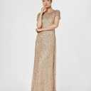 Adrianna Papell Womens Short-Sleeve All Over Sequin Gown (Gold)size 10