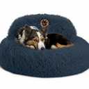 PetJett Calming Dog Bed Medium Size Dog - 30'' Donut Bed, Anti-Slip & Washable Super Soft Fluffy Plush Round Bed, Anti-Anxiety Premium Comfort Pet Bed, Fits Dogs up to 45 lbs - Dark Grey