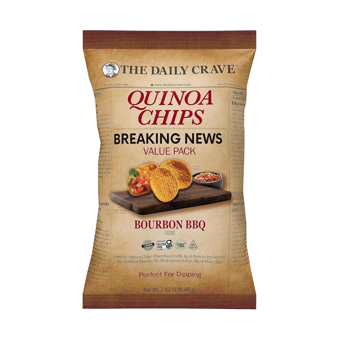 The Daily Crave Bourbon BBQ Quinoa Chips Value Packs, 7 Ounces (Pack Of 6) Plant-Based, Gluten-Free, Non-Gmo, Kosher, Crunchy, Best By: Nov. 18, 2025