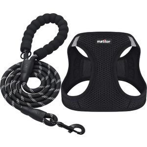Dog Harness Step-in Breathable Puppy Cat Dog Vest Harnesses for Small Medium Dogs Black (Large (Chest 17''-20'', Weight 14-19 lb))