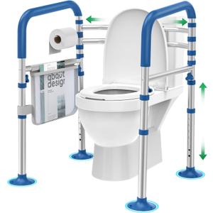 Loyoda Toilet Safety Rails for Seniors,Adjustable Toilet Handles for Elderly and Disabled (350 Lb),Foldable Toilet Rails Fit Most Toilets