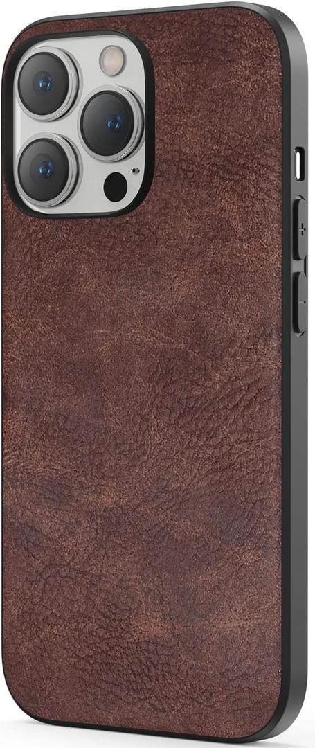 SALAWAT Compatible with iPhone 14 Pro Case, Slim PU Leather Vintage Shockproof Phone Case Cover Lightweight Premium Soft TPU Bumper Hard PC Hybrid Protective Case 6.1 inch (Dark Brown)