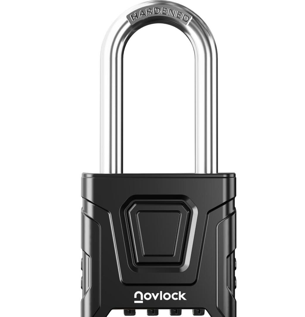2.3in Long Shackle Outdoor Combination Lock  Heavy Duty, Large, Weatherproof Padlock with Code  for Gates, Fences, Sheds, Lockers, Cabinets, Storage Units  1-Pack, Black