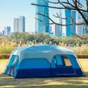KTT Extra Large Tent 14 Person, Family Cabin Tents, 2 Rooms, 3 Doors and 3 Windows with Mesh, Straight Wall, Waterproof, Double Layer, Big Tent for Outdoor, Picnic, Camping, Family Gathering(Dark Blue)
