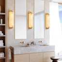 Modern Marble Wall Sconce Natural Alabaster Sconce Bedroom White Stone Wall Mount Lamp Brass Wall Sconce Lighting for Bathroom Living Room Dining Room Kitchen Hallway