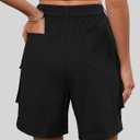 Gleeneat Bermuda Cargo Shorts for Women Baggy Knee Length Denim Shorts High Waist 6 Pockets 2026 Summer Casual (Black, M)
