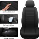 Faux Leather Car Seat Covers Two Front Seat, Foam Seat Cover for Car, Universal Car Seat Protector with Waterproof and Breath Fit for Cars, Trucks, SUV, Vans (Black Striped)