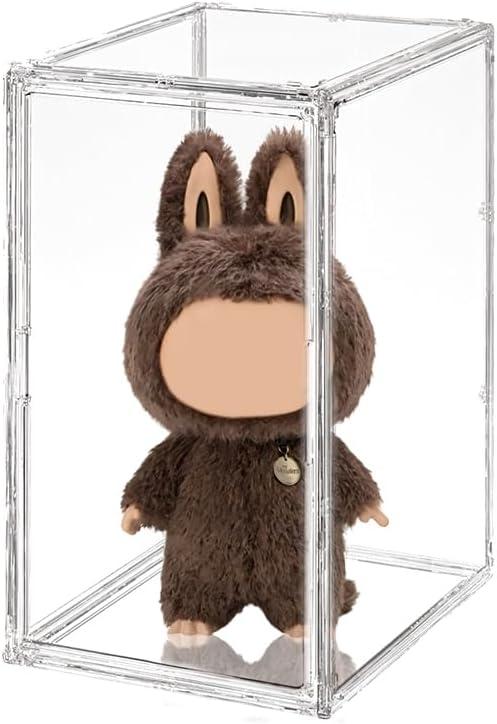 BOHOIDEE Extra Large 19.7"X14.6"X11.6" Acrylic Display Case with 2 Division Boards, Clear Organizer Box Plastic Holder with Magnetic Door for Handbags, Purses, Boots, Figures