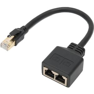 RJ45 Network 1 to 2 Port Ethernet Adapter Splitter, 1 Male to 2 Female LAN Ethernet Splitter Adapter Cable for All Networks, Homes and Offices, and All Broadband Connections