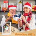 FANTASTIC HOUSE Christmas Gifts for Grandma, Grandma Gifts Birthday from Granddaught Grandson Grandchildren, Family Handprint kit with Light, White Color