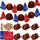 Leinuosen 53 Pcs Western Cowboy Party Decorations Cowboy Hats with Paisley Bandanas Clips Rope DIY Western Party Banner for Adults Birthday Home Farmhouse Country Theme Supplies Decor