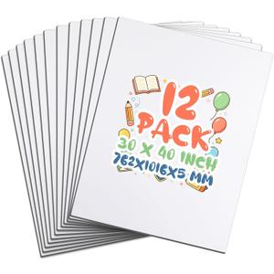 Kathfly 12 Pack White Acid Free Double Sided Foam Boards, 30 x 40 x 3/16 in