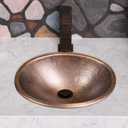 Monarch Abode Bathroom Sink 17-Inch Oval Drop In Bathroom Sink, Top Mount Hand Hammered Pure Copper Vanity Sinks for Countertop, Powder Room, Guest Bath or Restroom, Drop in Sinks for Bathrooms