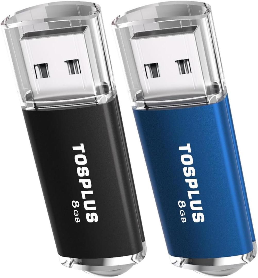 2Pack 8GB USB 2.0 Flash Drive 8GB Thumb Drive Memory Stick Jump Drive (Black/Blue)